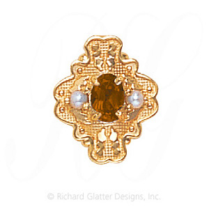 GS488 CIT/PL - 14 Karat Gold Slide with Citrine center and Pearl accents 